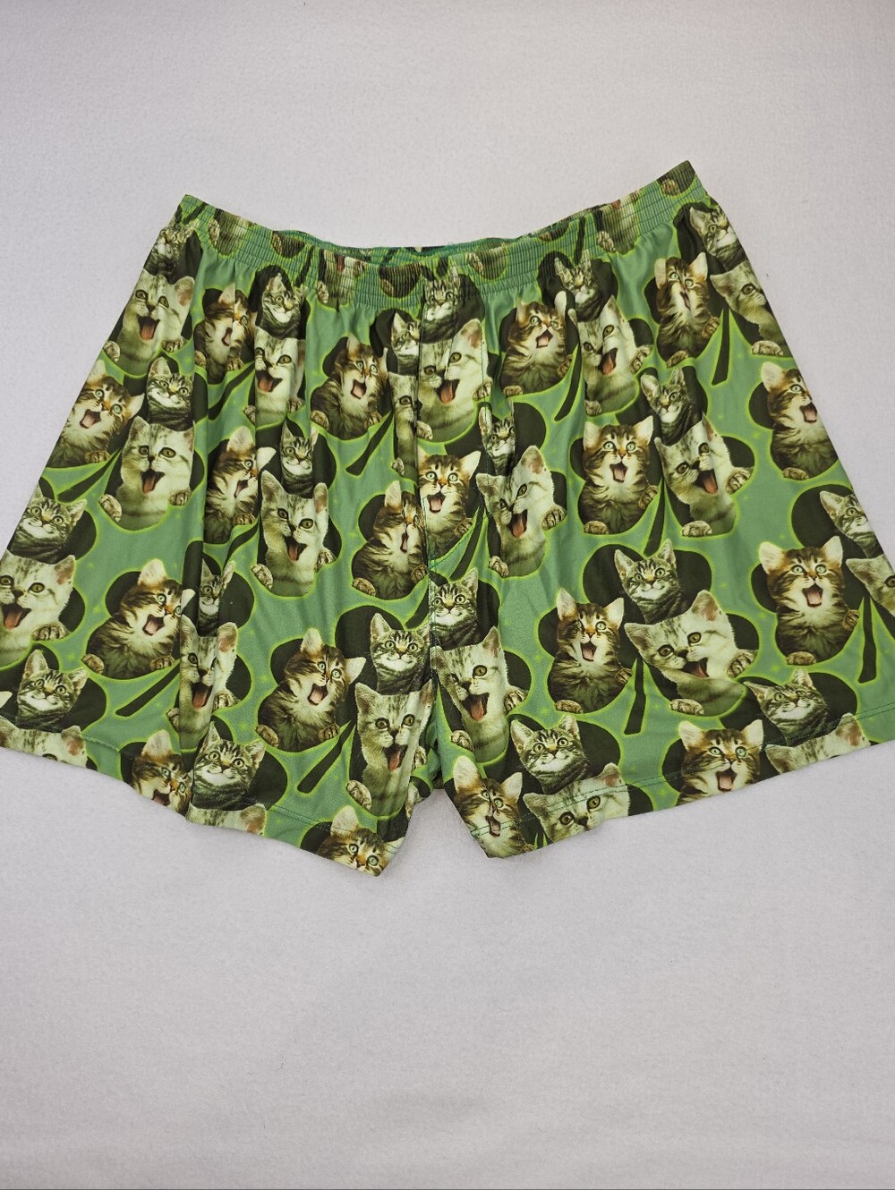 CultureFly Men's Green Cat-Print Men's Boxer Shorts Size Large NWOT BM-3929